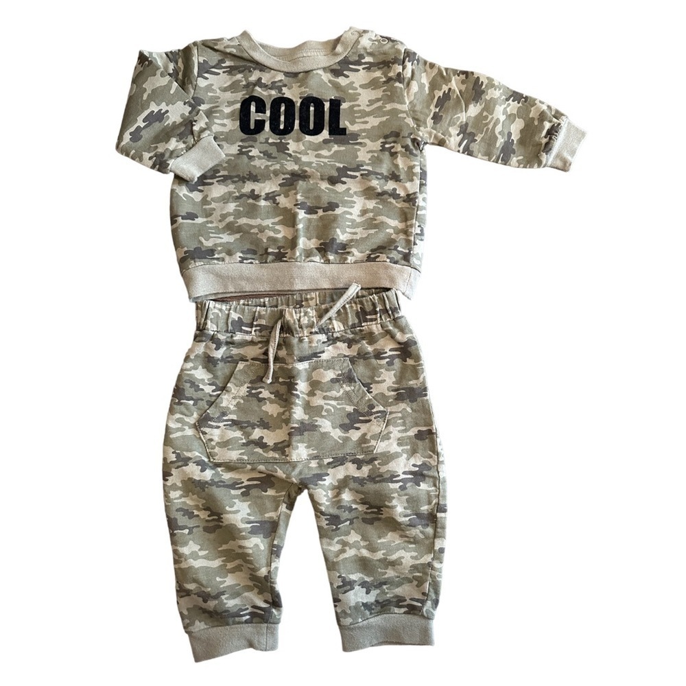 Koala Baby Cotton French Terry Camouflage Print Sweater & Joggers Set COOL